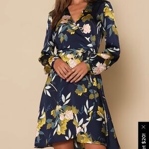 Lulu's Floral Long Sleeve Dress